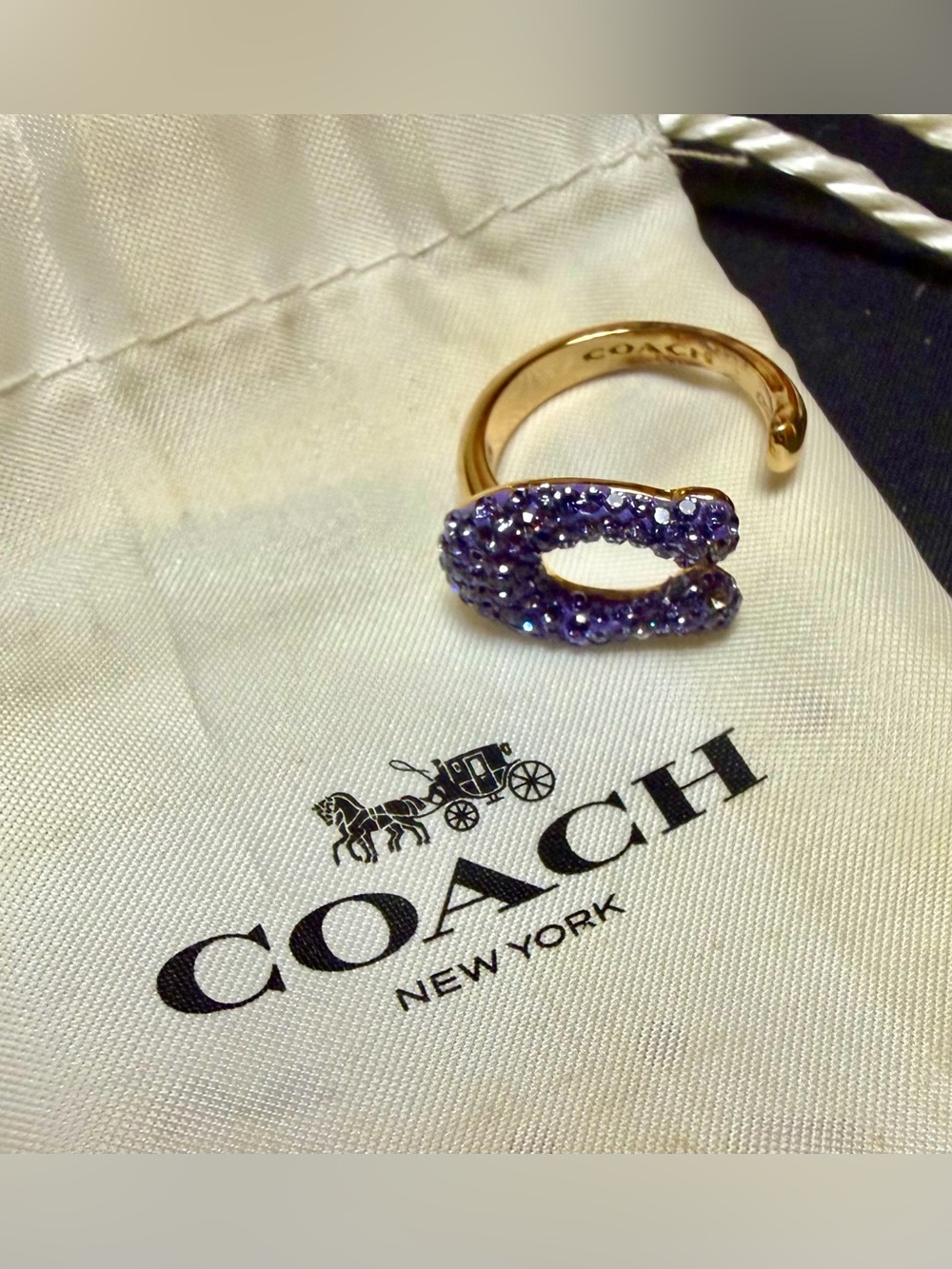 Coach Signature C Open Ring Size 7